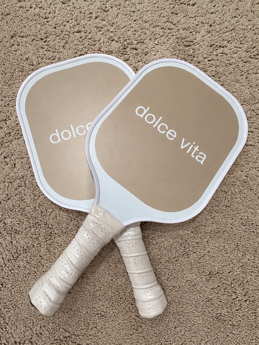 Dolce Vita Taupe & White Pickleball Paddles - Set of 2